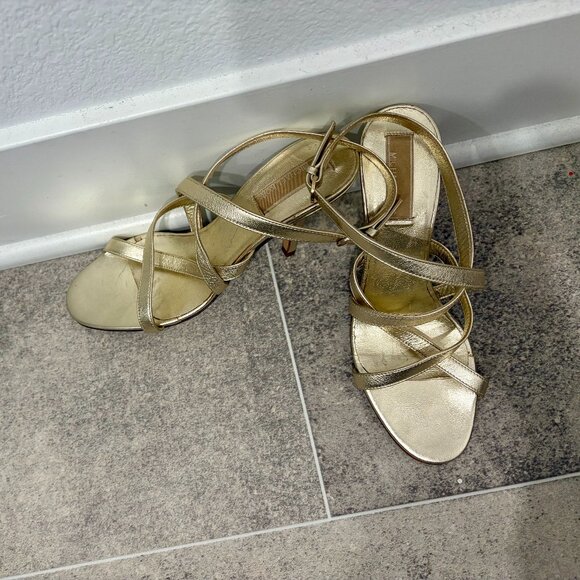 Michael Kors champagne gold strappy ankle wrap heels - Picture 1 of 2